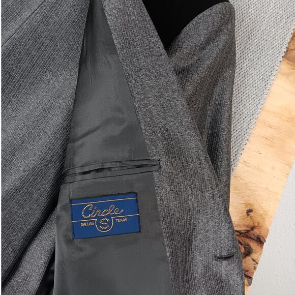 Circle S Dallas Texas Vintage Western Yoke Suit 46L SilverBlack Rockabilly Dance - Picture 5 of 16